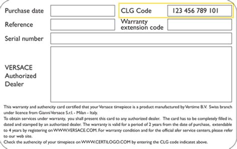 versace warranty registration.